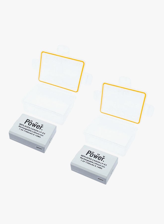 DMK - Pack Of 2 Replacement Battery For EOS-REBEL XSI/EOS-1000D/EOS-500D/EOS-450D/EOS-REBEL T1I/EOS-KISS F With Box White - Image 1