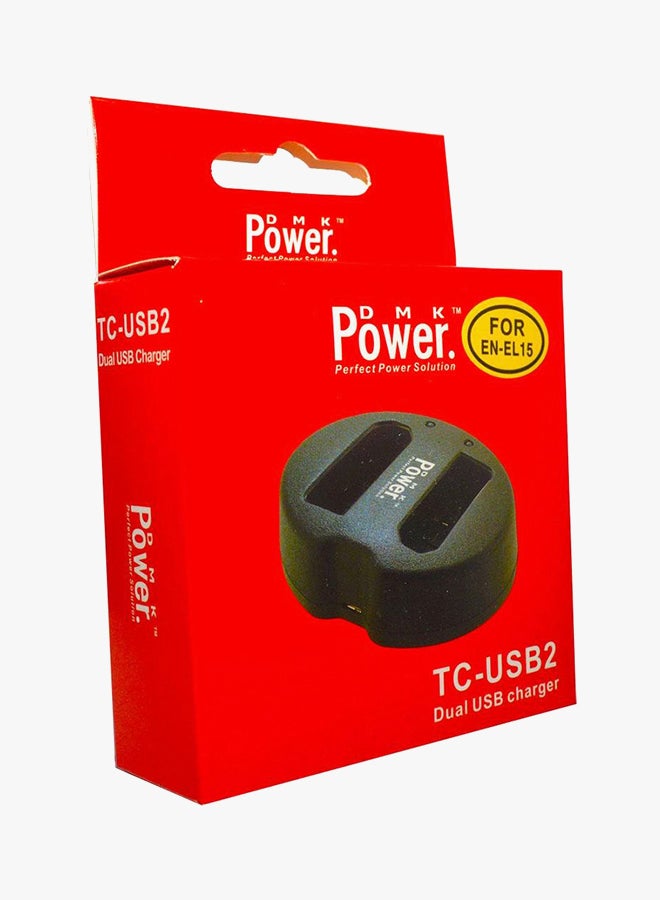 DMK Power En-El15 Double Usb Charger Tc-Usb 2 For Nikon D810/D810A D750 D610 D7200 D7100 D7000 . Cameras Black - Image 3