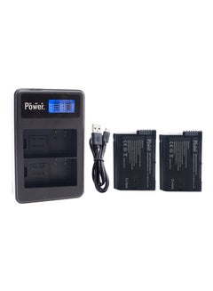 DMK 2-Piece EN-EL15 Replacement Batteries And Dual Charger For Nikon D7000 D7100 D7200 Black  - Image 1