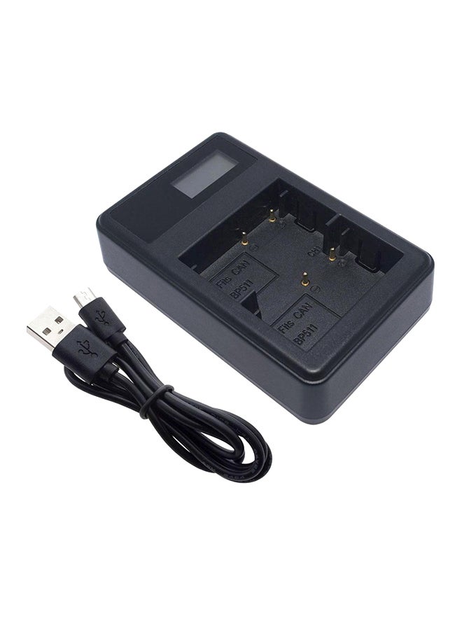 دي أم كي شاحن مزدوج مزود بمنفذ USB وشاشة LCD أسود - Image 1