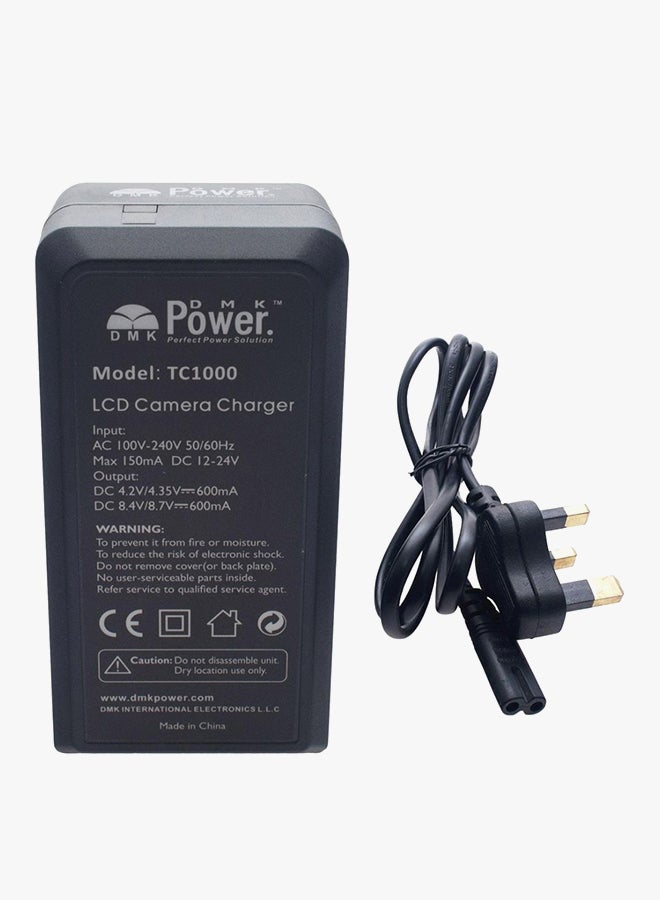 DMK LP-E6 TC1000 LCD Battery Charger With UK Plug For Canon EOS 60D 7D 5D2 5DII 5D Mark II LC-E6Eh Camera Black - Image 2