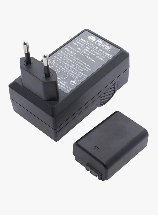 DMK - NP-FW50 Replacement Battery With TC600E Charger For SONY NEX-3 3N NEX-5T NEX-6 NEX-7 A5000 A6000 A7 Camera Black - Image 1