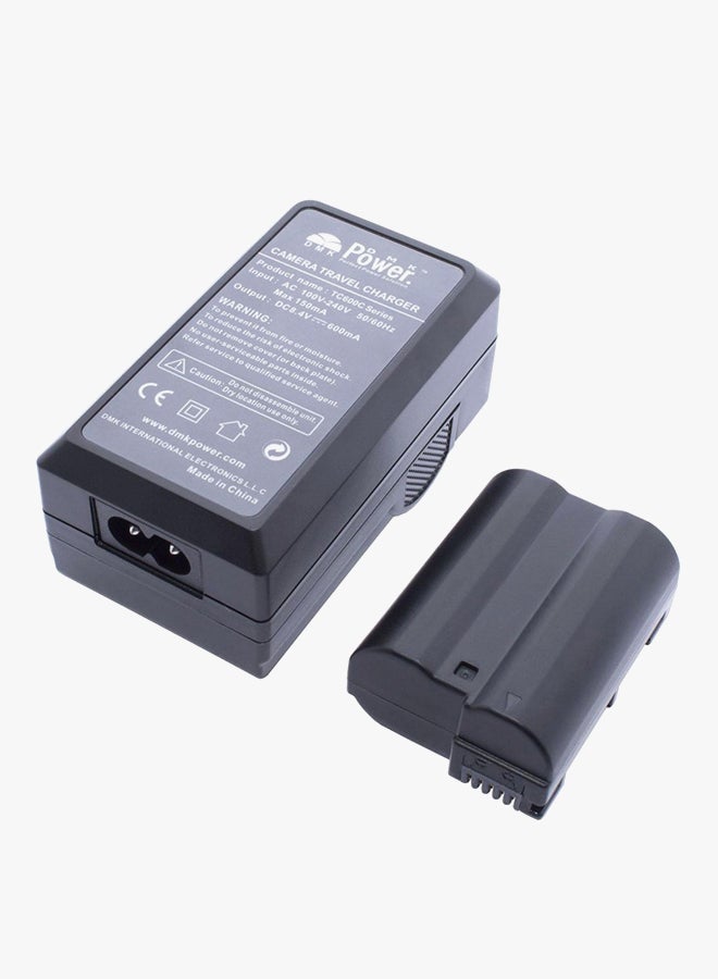 DMK EN-EL15 Rplacement Battery With TC600C Car Charger For Nikon D600 D610 D800 D810 D7000 D750  Camera Black - Image 3