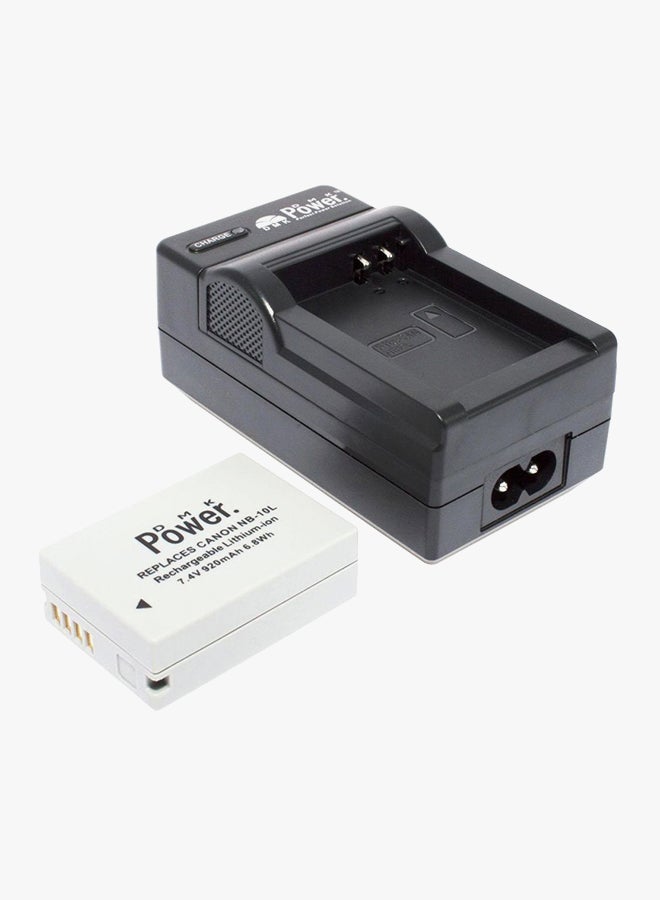 DMK NB-10L Replacement Battery With TC600C Car Charger For Canon Powershot G15 SX40 SX50 HS G1X Camera Black - Image 2