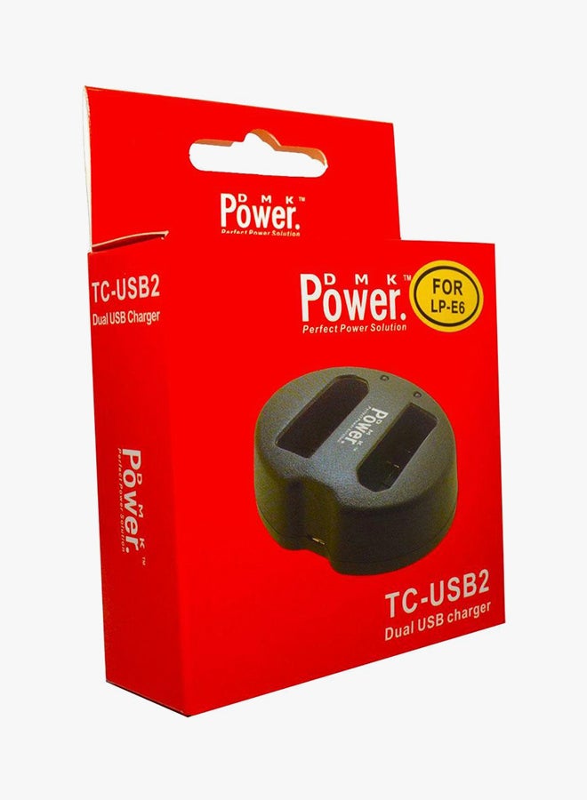 DMK LP-E6 Dual Battery Charger Black - Image 3