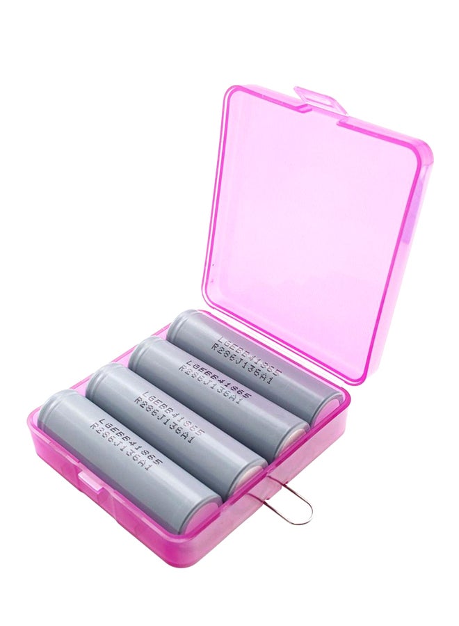 LG 4Pcs 2600Mah 3.6V 18650 Li-Ion Rechargeable Battery With Case Pink  - Image 1