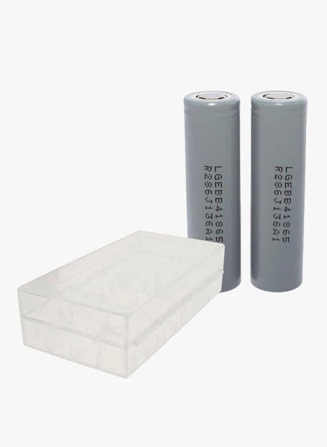 LG 2Pcs 2600Mah 3.6V 18650 B4 Li-Ion Rechargeable Battery With Case White  - Image 2