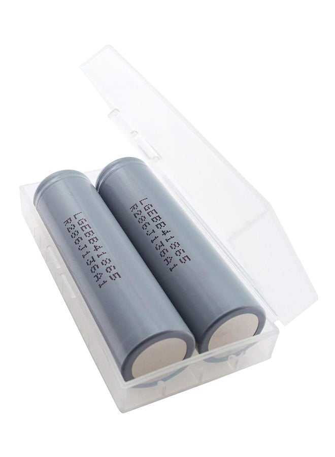LG 2Pcs 2600Mah 3.6V 18650 B4 Li-Ion Rechargeable Battery With Case White  - Image 1