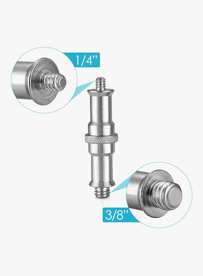Neewer 2-Piece Metal Male Convertor Threaded Screw Adapter Silver - Image 2