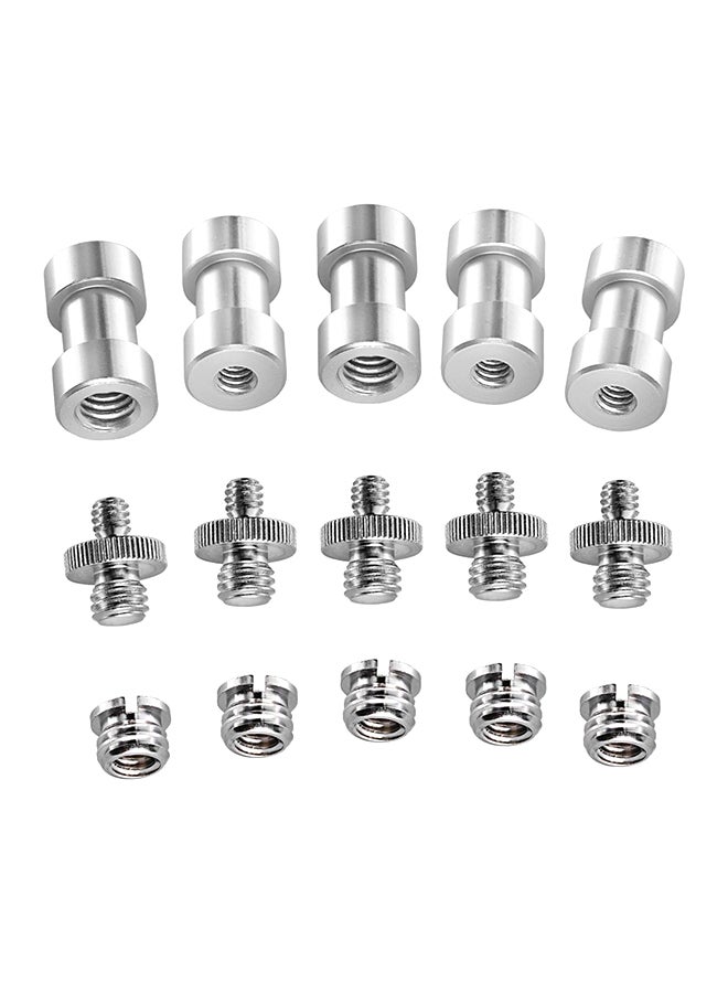 Neewer 15-Piece Metal Threaded Screw Converter Adapter Silver - Image 1