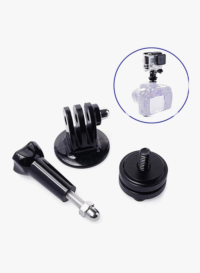 GoPro Hero To DSLR Camera Mount Adapter With Long Screw And 1/4 inch Hot Shoe Tripod Mount Black  - Image 2