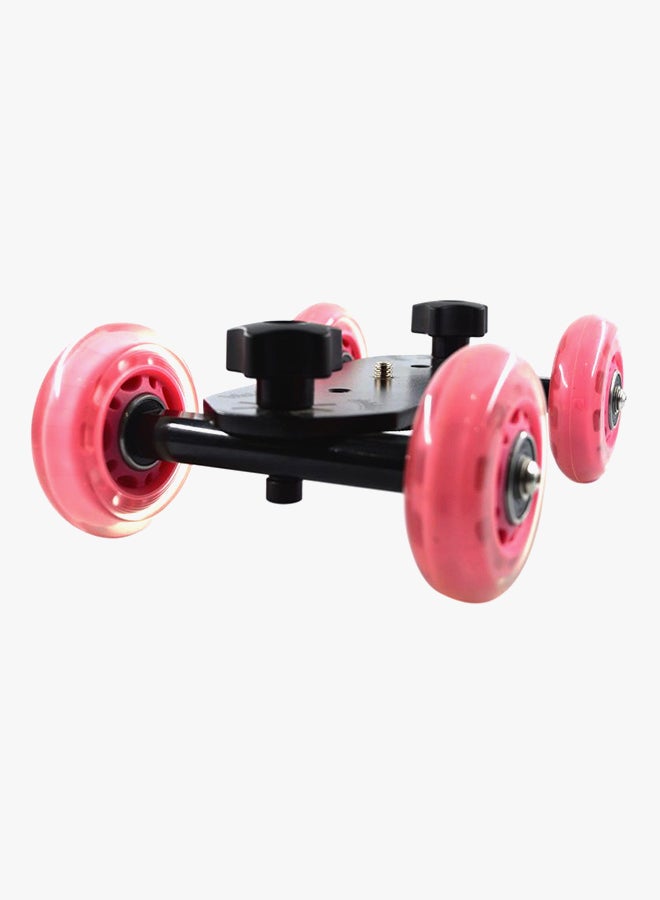Skater Dolly Stabilizer Table Top Slider For Dslr With Ball Tripod Head Pink/Black  - Image 3