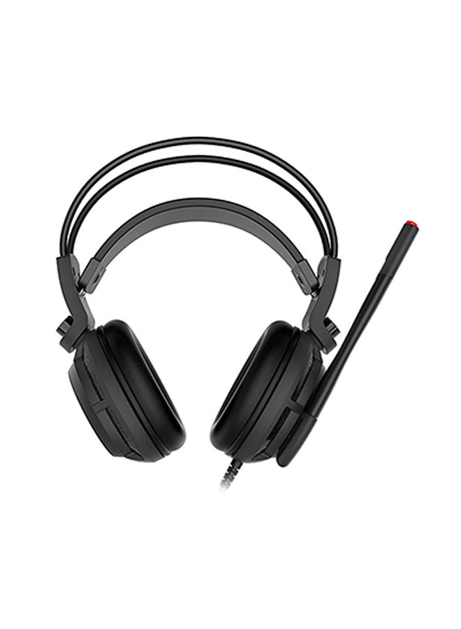 MSI - DS502 Enhanced Virtual 7.1 Gaming Headset, Large 40mm Drivers, Closed Ear Cup Design, Vibration System, LED Lighting, Adjustable Microphone, Self-Adjusting Headband, Black - Image 1
