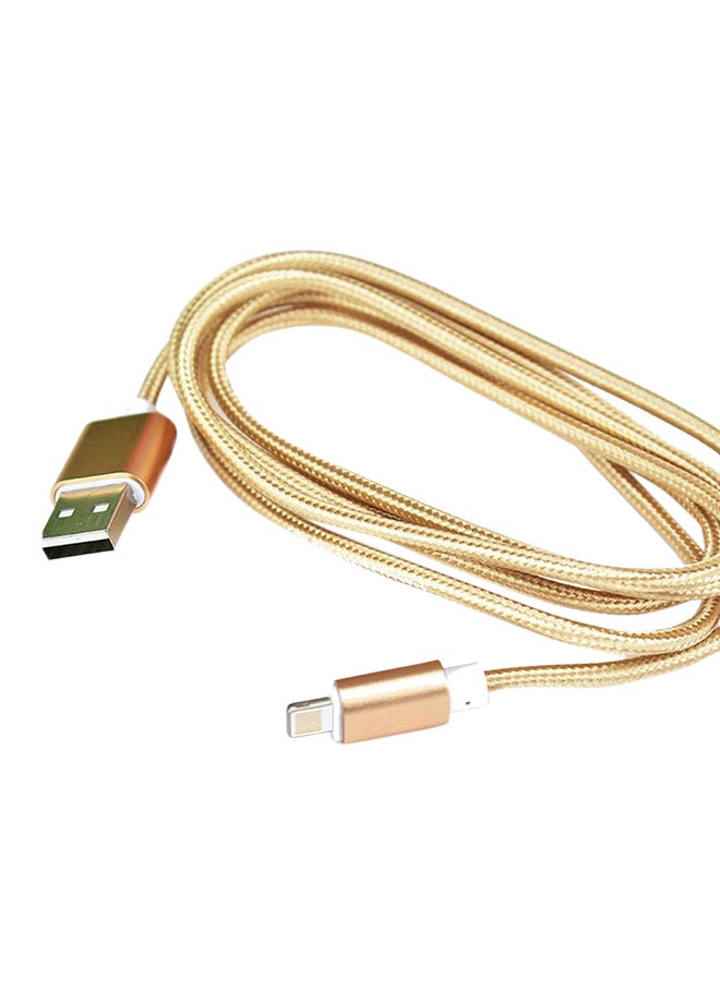 كابل شحن USB برأس ثماني للشحن ومزامنة البيانات لأجهزة  أبل آيفون 5 / 5S 5c 6 6 بلس آي باد 4 آير آي بود ذهبي - Image 2