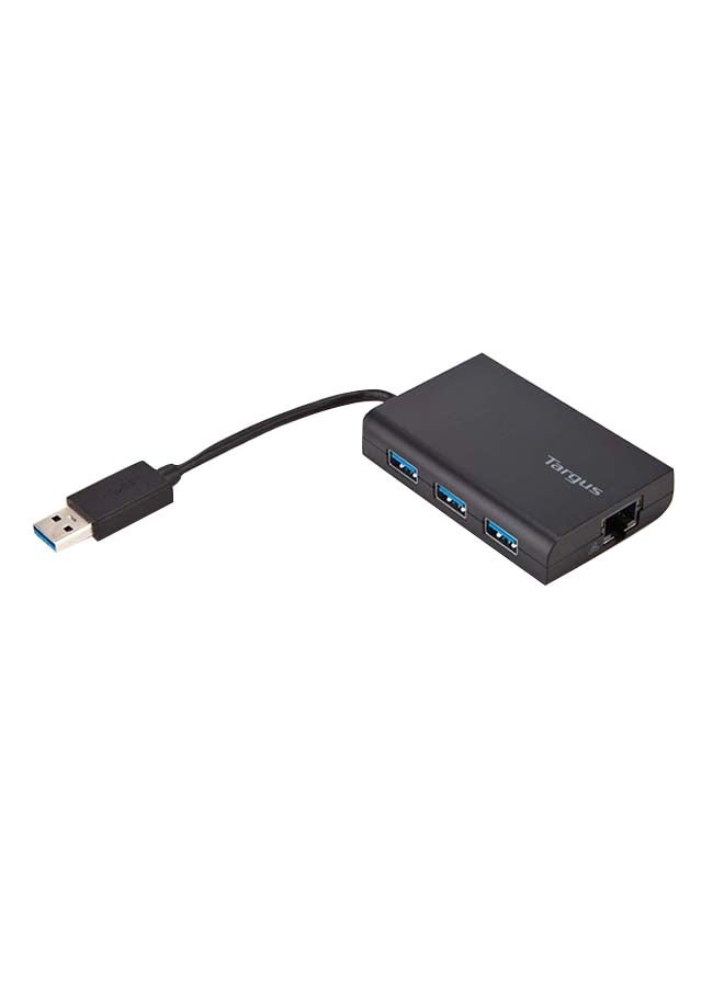 targus Usb 3.0 Hub With Gigabit Ethernet, Black [ach122euz] black