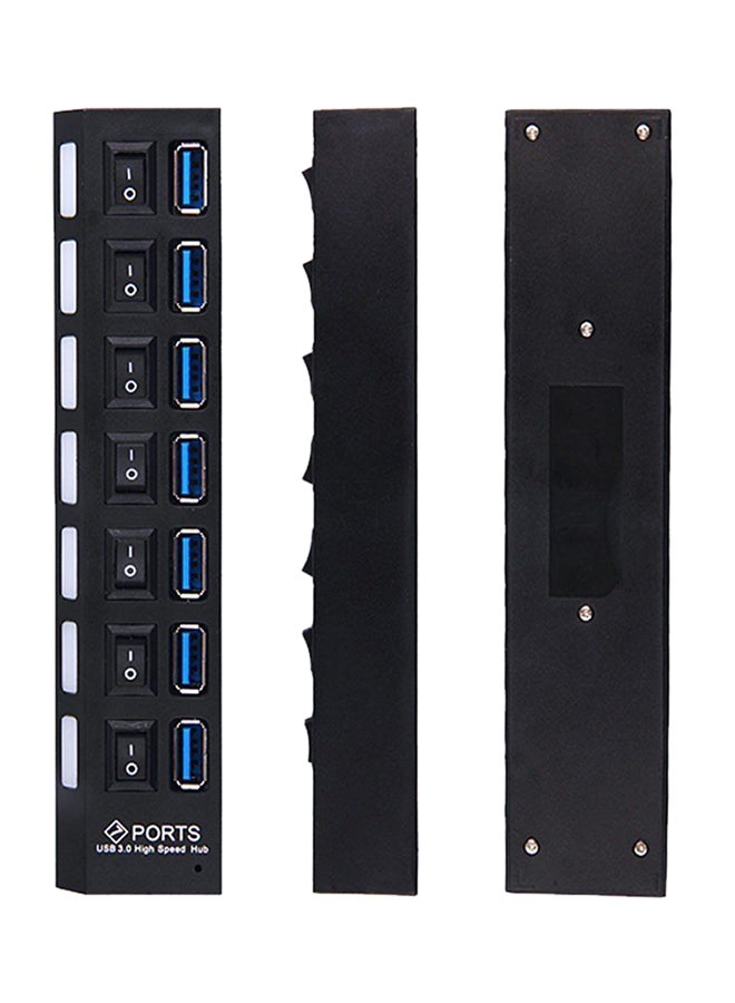 Generic 7-Port USB 3.0 SuperSpeed Hub with 5V/500mA Power Adapter and Per-Port Switches For Charging Data Transfer Full Speed multicolour 