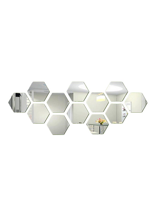 Cool Baby 12-Piece 3D Hexagon Acrylic Mirror Wall Stickers Silver - Image 1