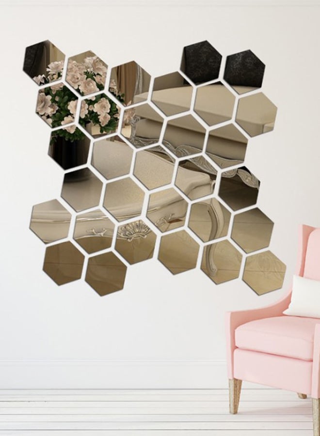 Cool Baby 12-Piece 3D Hexagon Acrylic Mirror Wall Stickers Silver - Image 3