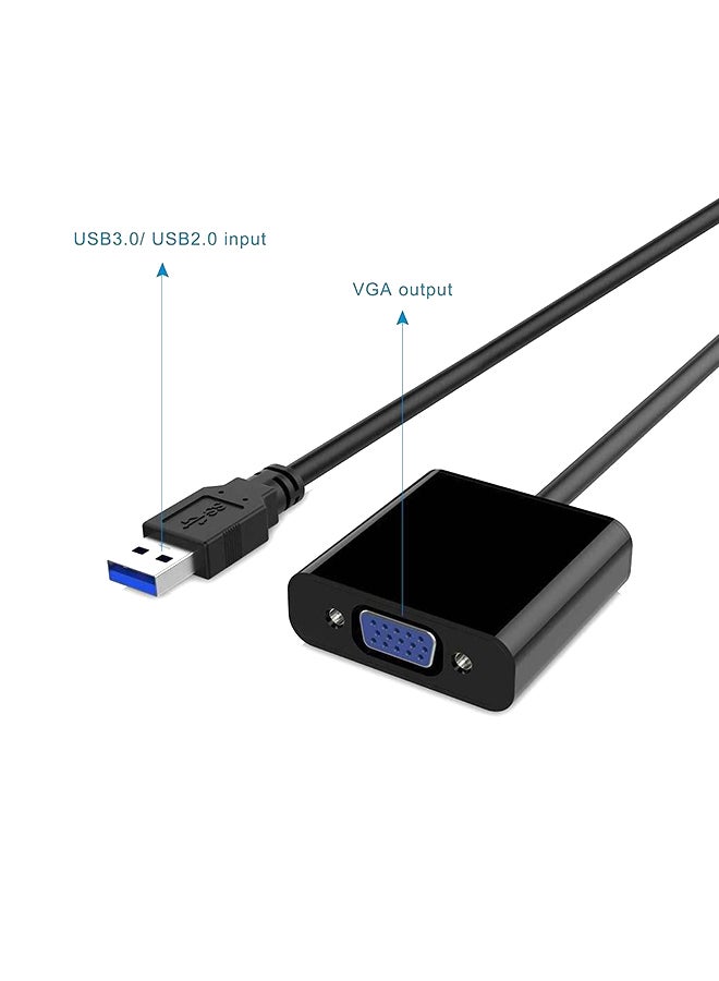 أليش محول من USB 3.0/2.0 مذكر إلى VGA مؤنث أسود  - Image 2