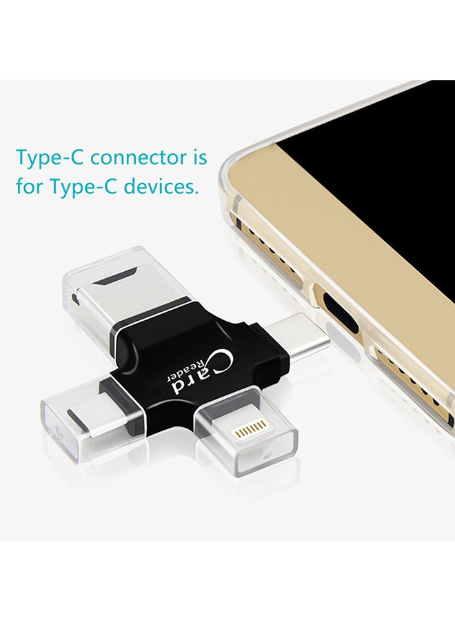 Earldom - OTG Card Reader For Lightning/MicroUSB/Type-C Black - Image 1