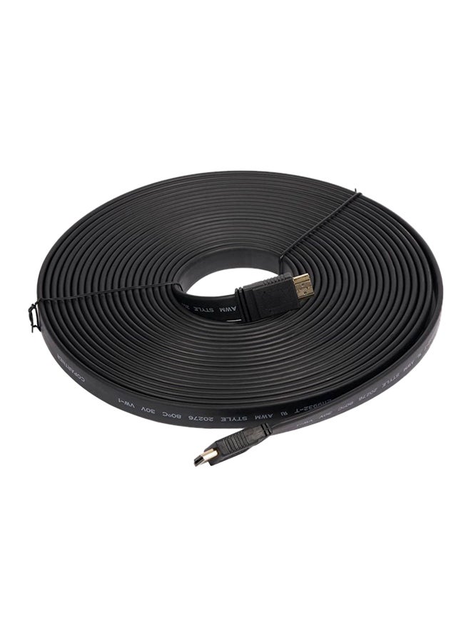 كابل مسطح HDMI إلى HDMI 1080P أسود - Image 1