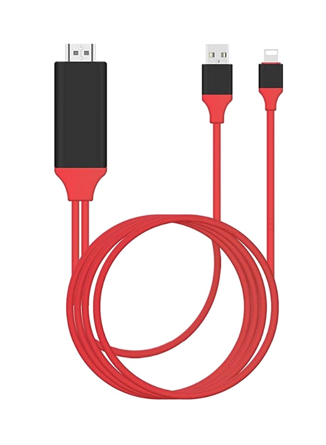 Generic - Lightning To HDMI Adapter For iPhone 7/7 Plus/6/ iPad Pro Models Black/Red - Image 1
