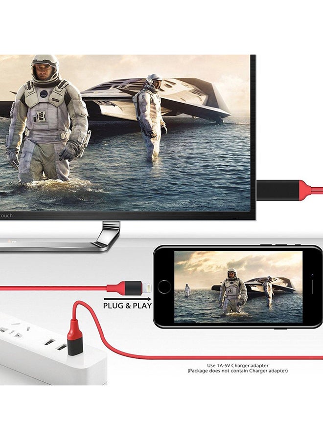 Generic - Lightning To HDMI Adapter For iPhone 7/7 Plus/6/ iPad Pro Models Black/Red - Image 1