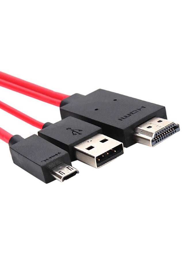 كابل مايكرو USB MHL إلى منفذ HDMI أسود/أحمر