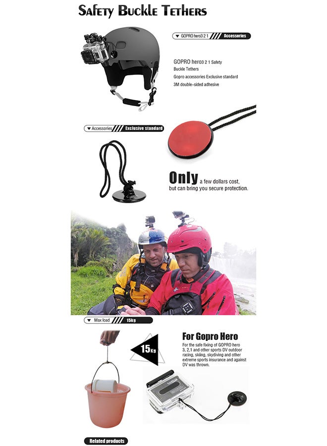 أوزون محول كابل تيثر كيبر لكاميرا جو برو هيرو 7، 6، 4، 5، إس جي كام، Yi أسود - Image 2