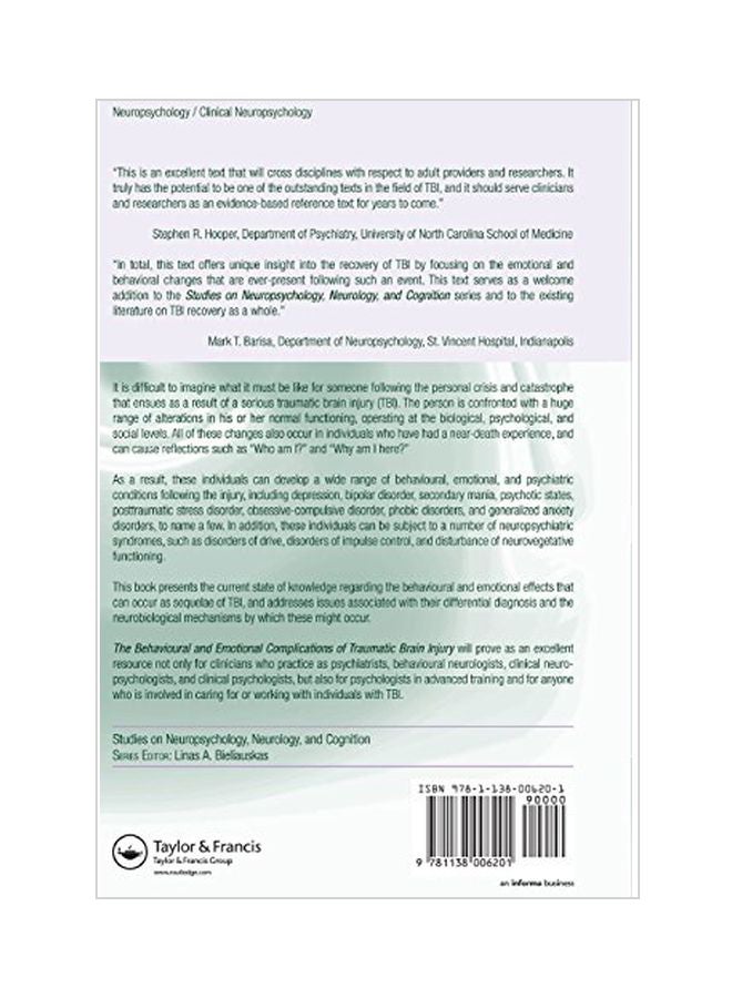 The Behavioural And Emotional Complications Of Traumatic Brain Injury paperback english - 13-Sep-14  - Image 2