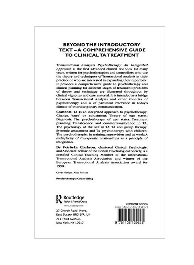 Transactional Analysis Psychotherapy: An Integrated Approach hardcover english - 8-Oct-15 - Image 2
