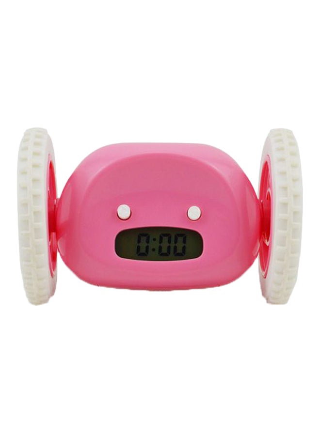 Runaway Alarm Clock Pink/White 13x8.5x8.5cm - Image 1