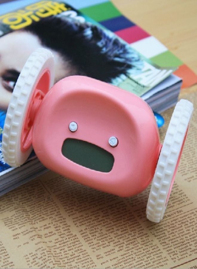 Runaway Alarm Clock Pink/White 13x8.5x8.5cm - Image 2