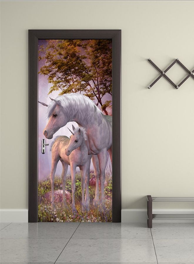 3D Horse Printed Wall Art Poster White/Green 77x200centimeter - Image 1