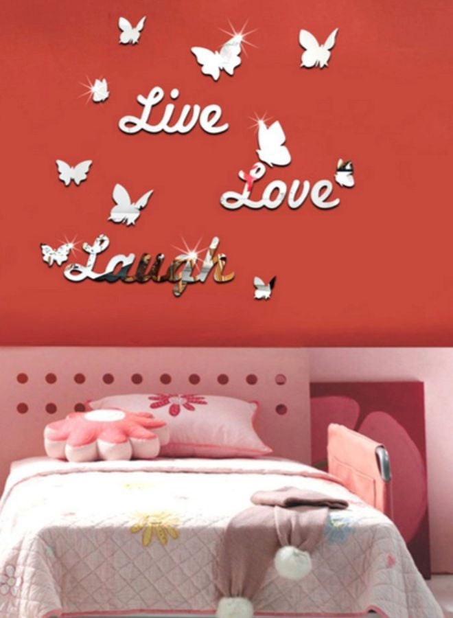 ملصق جداري بعنوان "Live Laugh Love" فضي 45x50سم - Image 3