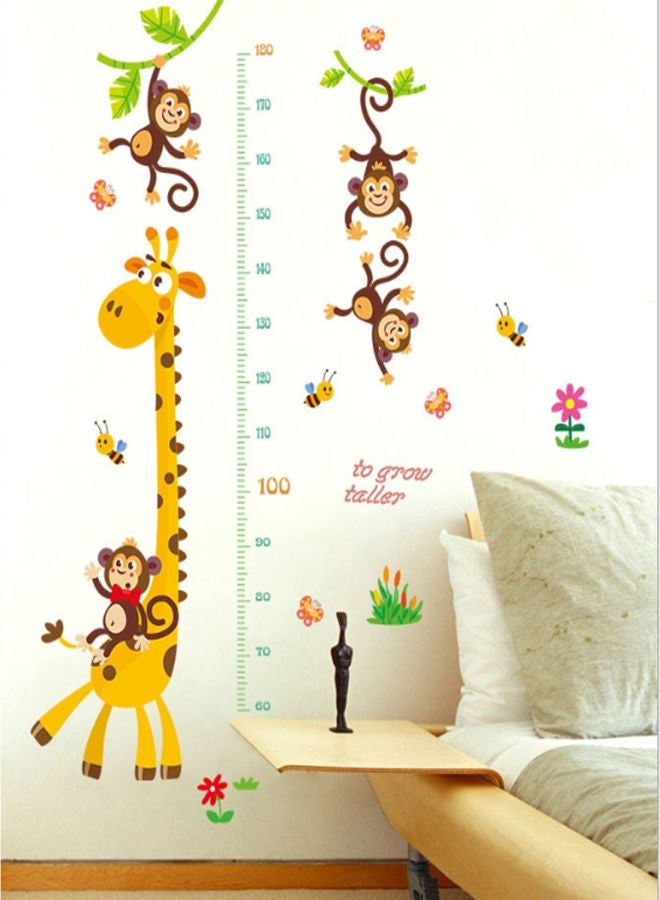 Generic Giraffe And Monkey Growth Chart Removable Wall Sticker Set Brown/Green/Orange 60x90centimeter  - Image 1