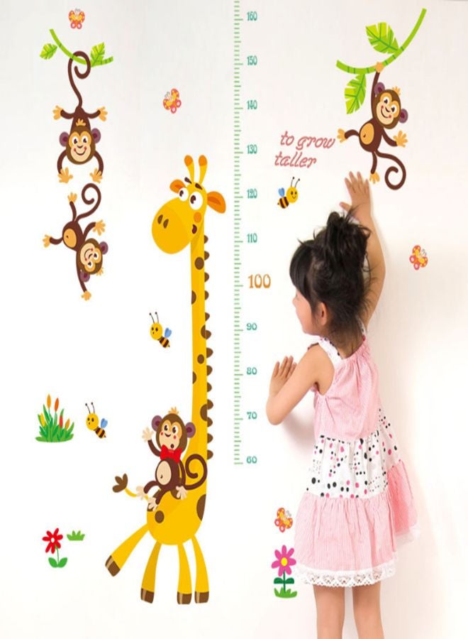 Generic Giraffe And Monkey Growth Chart Removable Wall Sticker Set Brown/Green/Orange 60x90centimeter  - Image 3