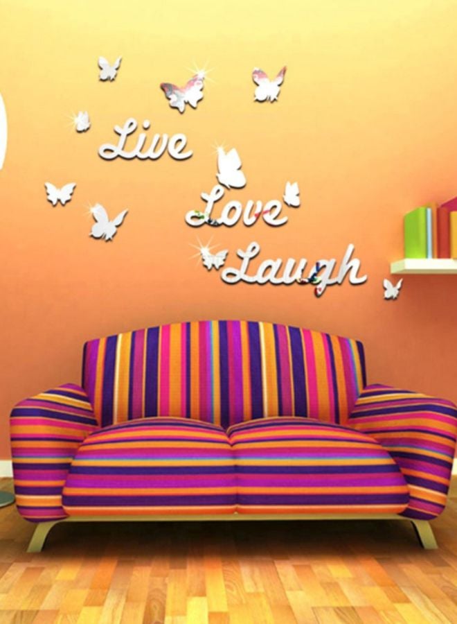 ملصق جداري بعنوان "Live Laugh Love" فضي 45x50سم - Image 2