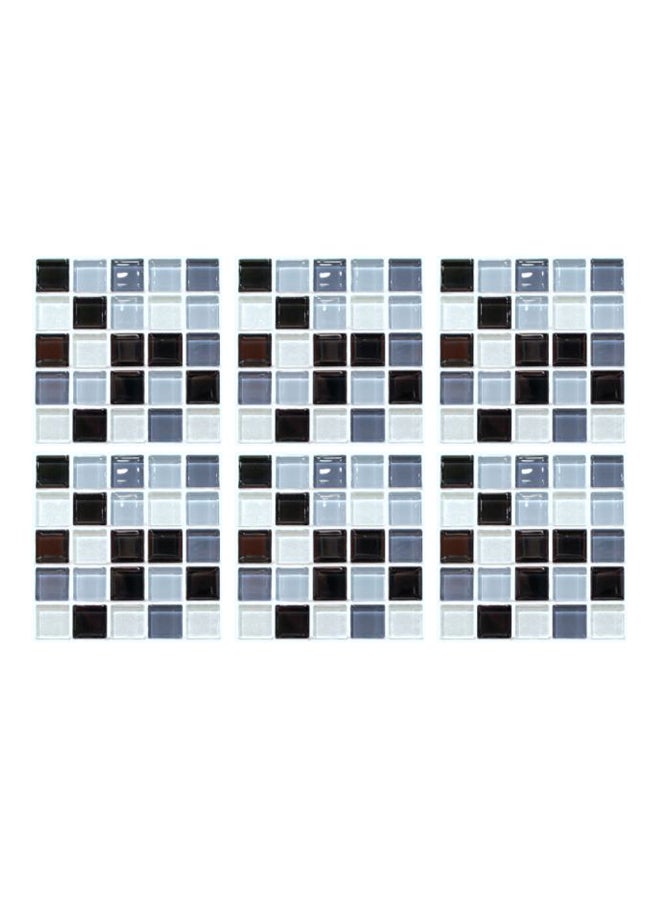 ماركة غير محددة ملصق جداري ثلاثي الأبعاد بتصميم بلاط من 6 قطع أسود/ أبيض/ أرجواني 20x20سم  - Image 1