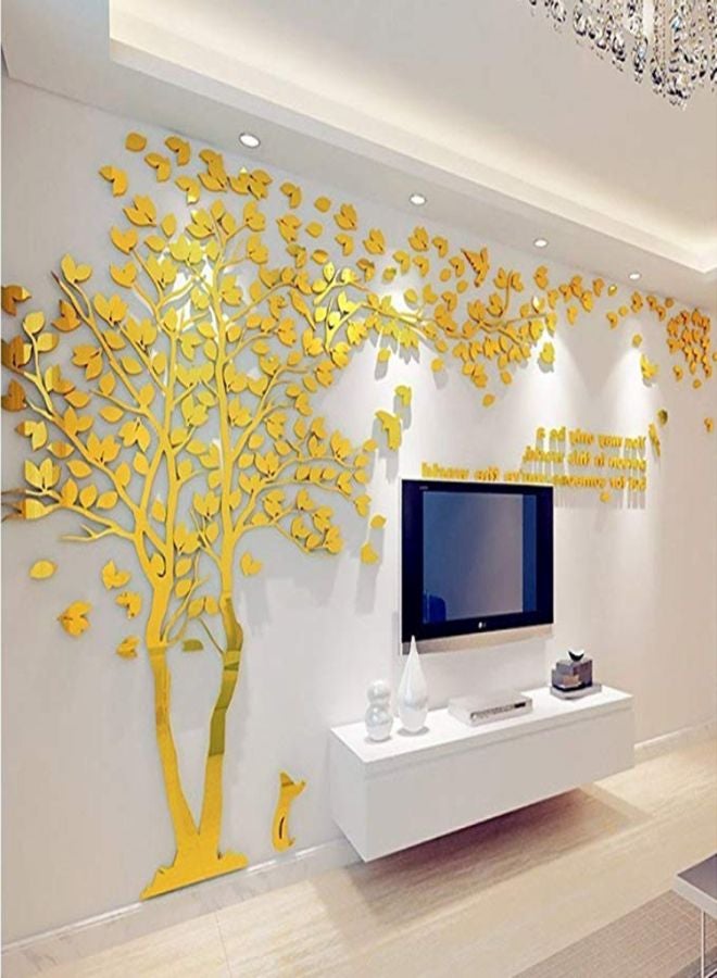 3D Couple Tree Wall Stickers Gold 100x200cm  - Image 1