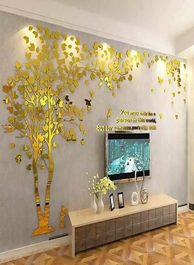 3D Couple Tree Wall Stickers Gold 100x200cm  - Image 2