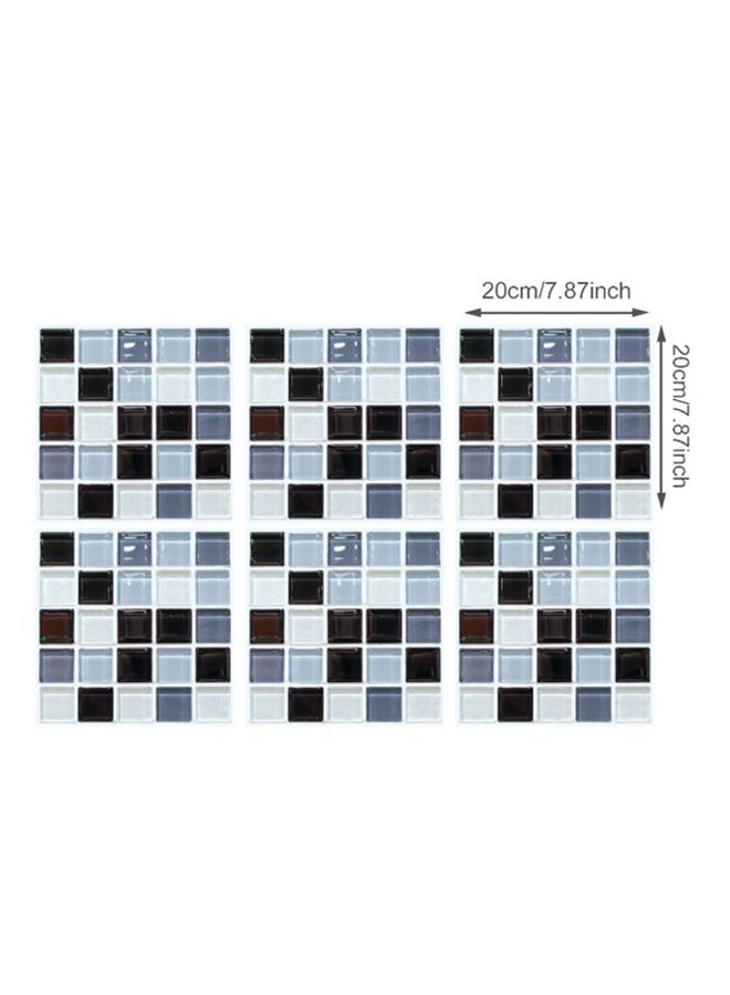 ماركة غير محددة ملصق جداري ثلاثي الأبعاد بتصميم بلاط من 6 قطع أسود/ أبيض/ أرجواني 20x20سم  - Image 2