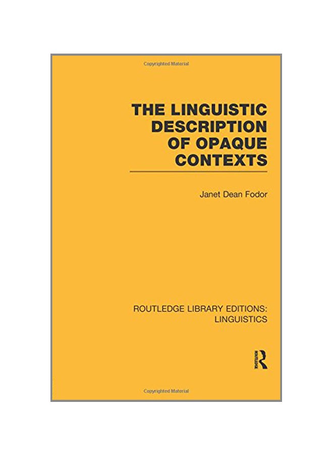 The Linguistic Description Of Opaque Contexts paperback english - 26 Nov 2015 - Image 1