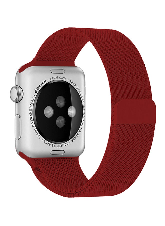 Stainless Steel Adjustable Magnetic Closure Replacement Band For Apple Watch Series 4/3/2/1 40 mm Red - Image 1