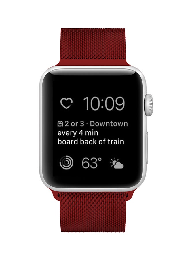 Stainless Steel Adjustable Magnetic Closure Replacement Band For Apple Watch Series 4/3/2/1 40 mm Red - Image 3