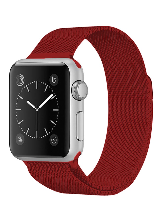 Stainless Steel Adjustable Magnetic Closure Replacement Band For Apple Watch Series 4/3/2/1 40 mm Red - Image 2
