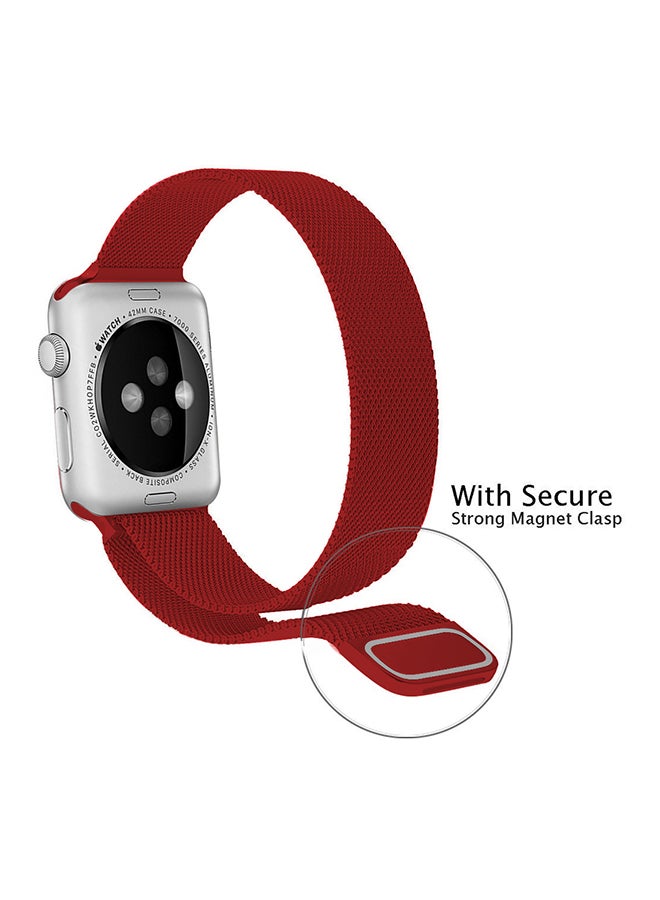 Stainless Steel Adjustable Magnetic Closure Replacement Band For Apple Watch Series 4/3/2/1 40 mm Red - Image 4