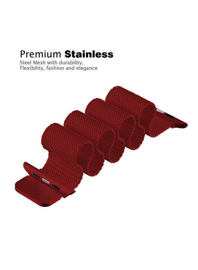 Stainless Steel Adjustable Magnetic Closure Replacement Band For Apple Watch Series 4/3/2/1 40 mm Red - Image 5
