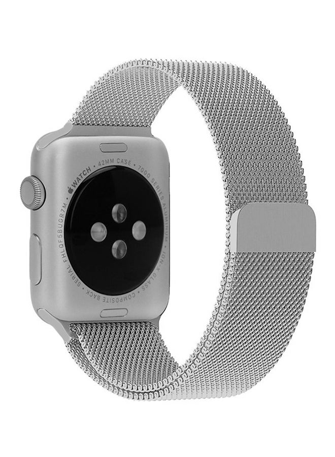 Stainless Steel Adjustable Magnetic Closure Replacement Band For Apple Watch Series 4/3/2/1 40mm Silver - Image 1