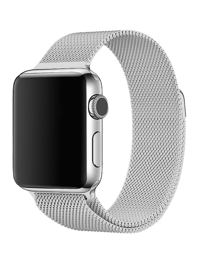 Stainless Steel Adjustable Magnetic Closure Replacement Band For Apple Watch Series 4/3/2/1 40mm Silver - Image 2